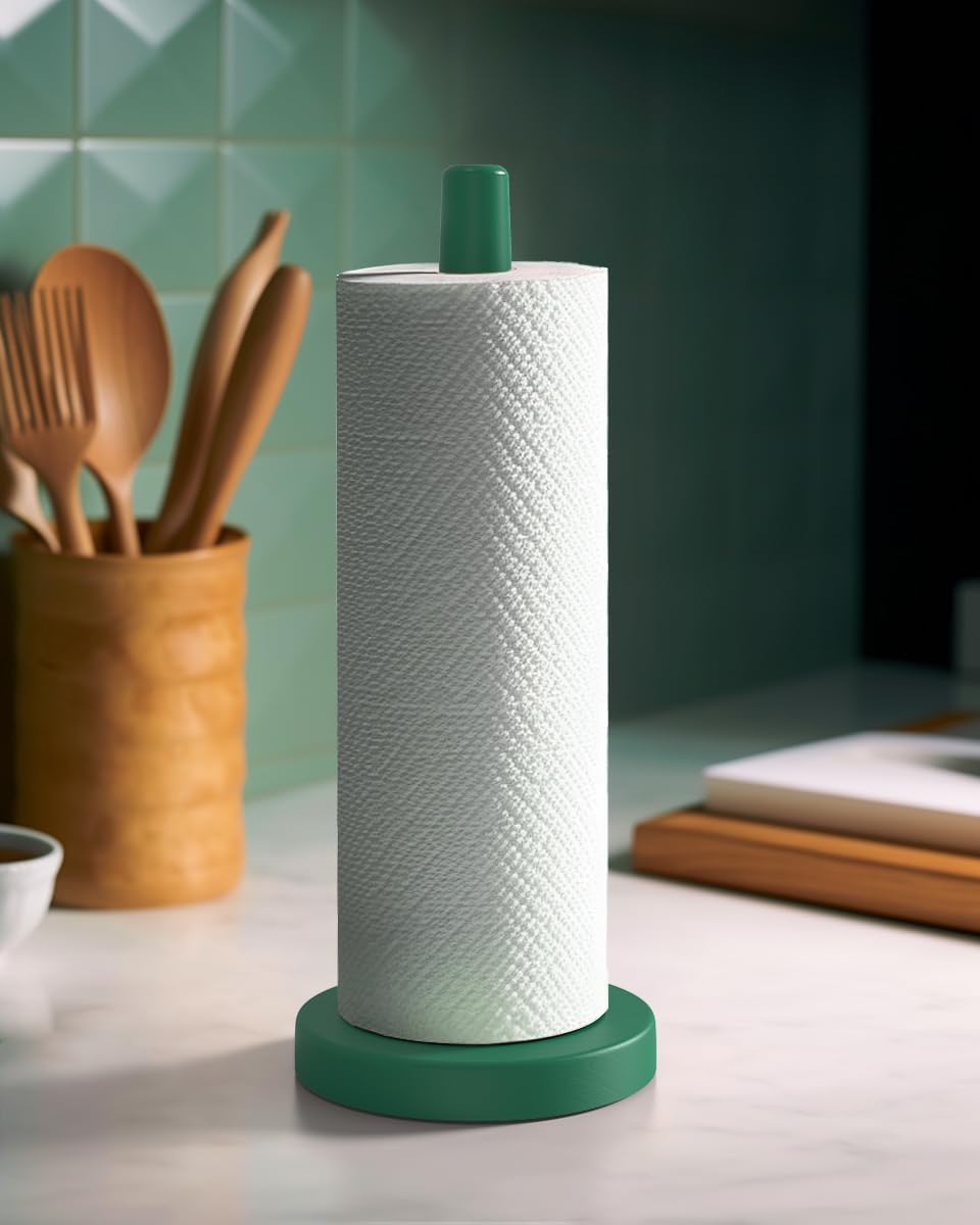 Toallero de madera KitchLife para encimera con base antideslizante verde oscuro