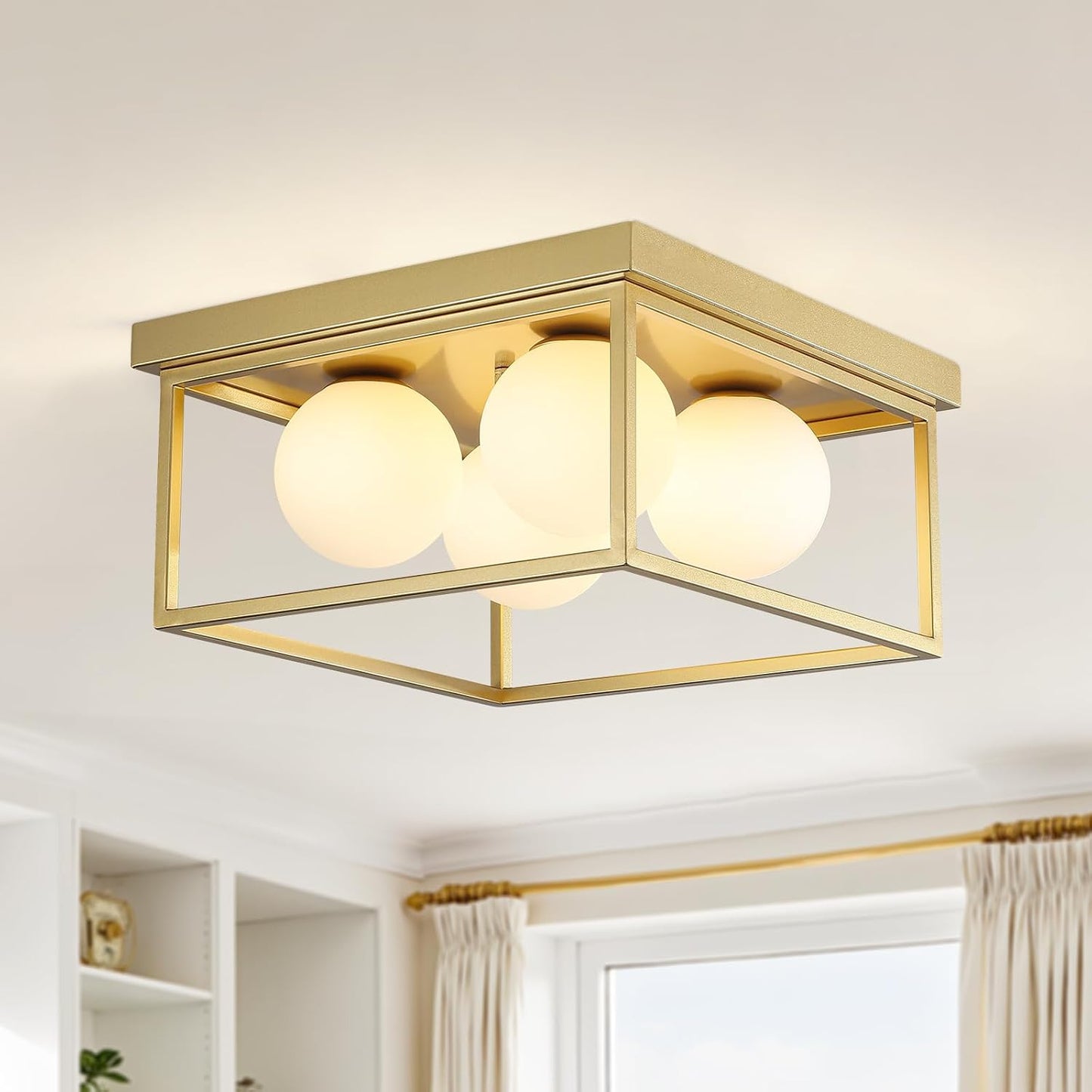 Lámpara techo dorada 12.6pulg 4 luces moderna dormitorio cocina