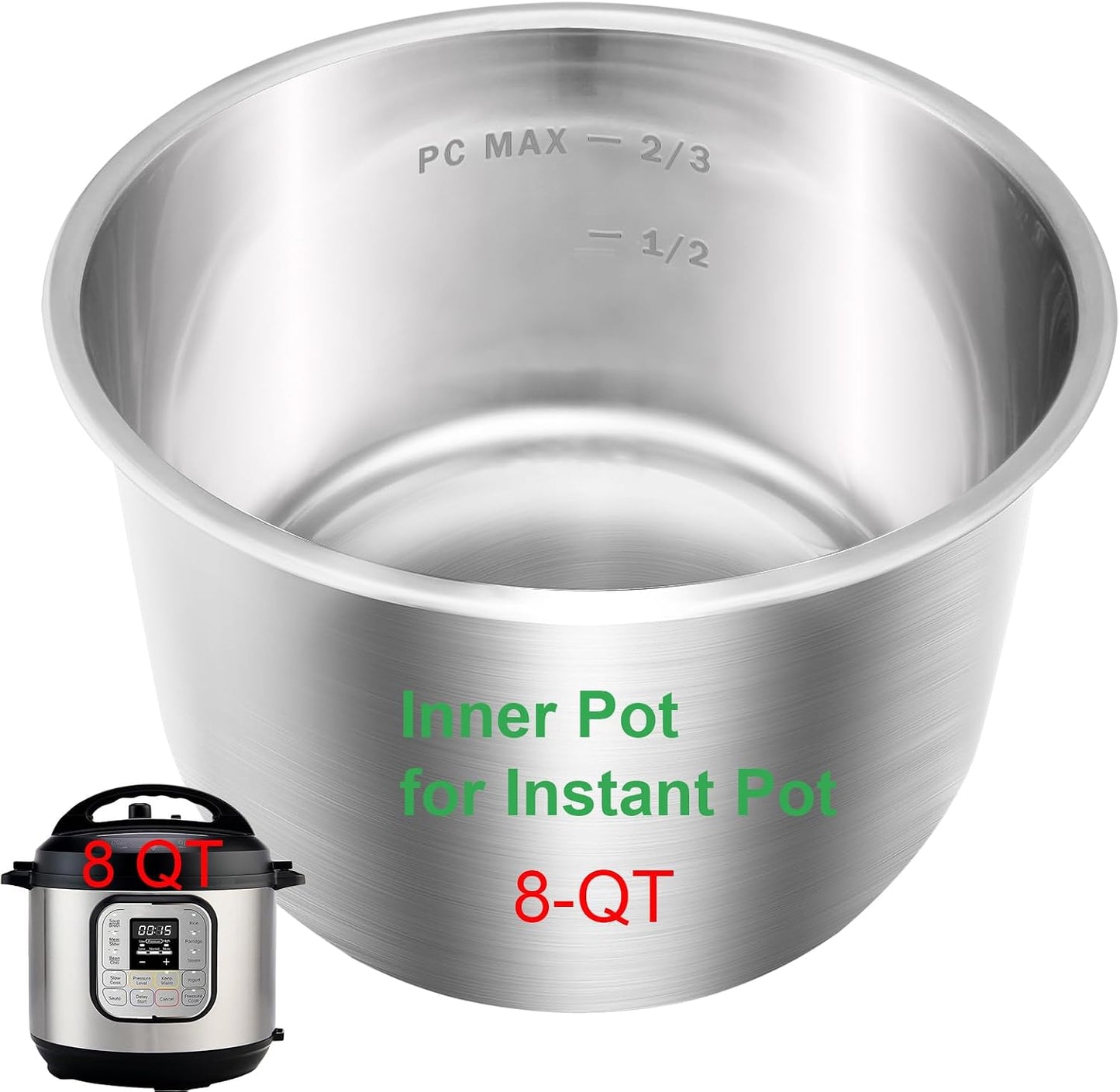 Olla interior acero inox 304 para Instantpot 8qt