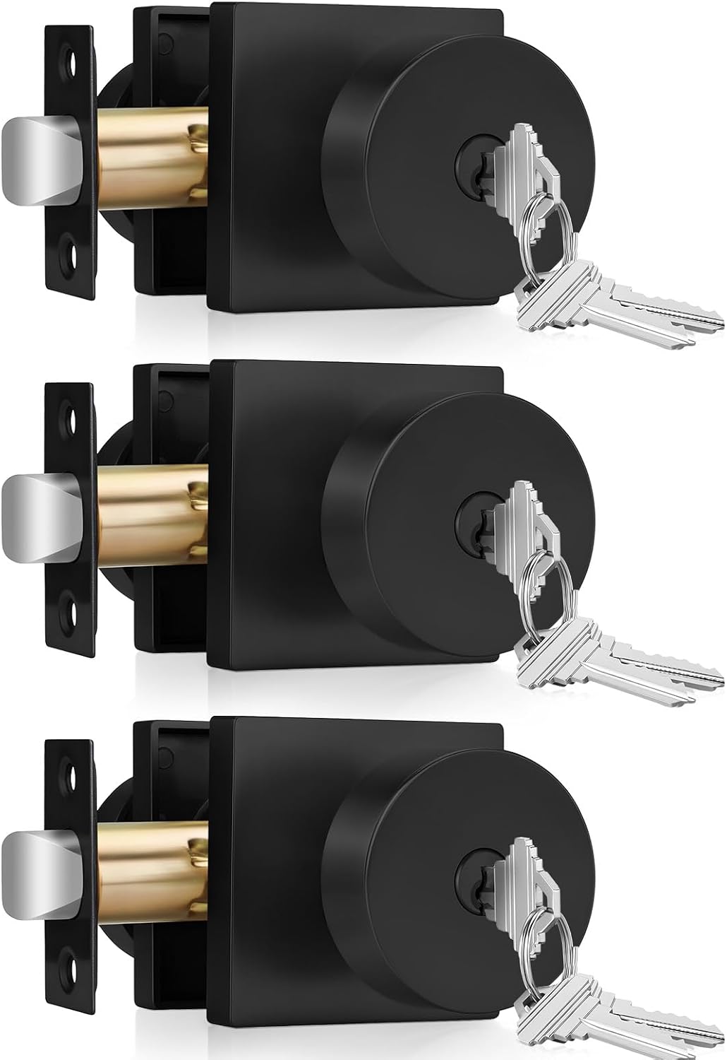 Pomo puerta con cerradura llave negro mate uso exterior e interior