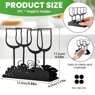 Servilletero estilo copa vino metal cocina apertura amplia