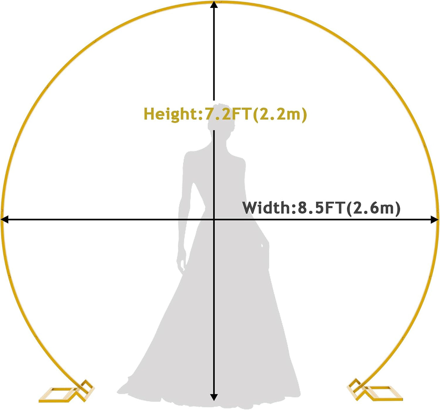 Soporte telón redondo dorado 8.5ft arco boda metal