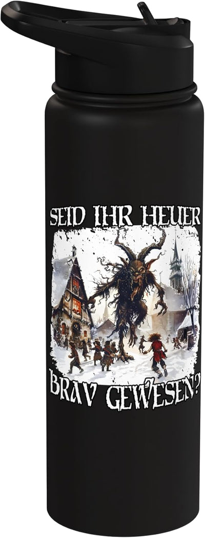Disfraz de Krampus con botella de agua aislada de acero inoxidable