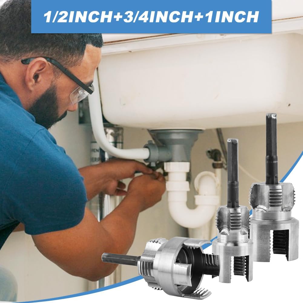 Kit 3 herramientas roscar PVC 1/2-1" comp taladro