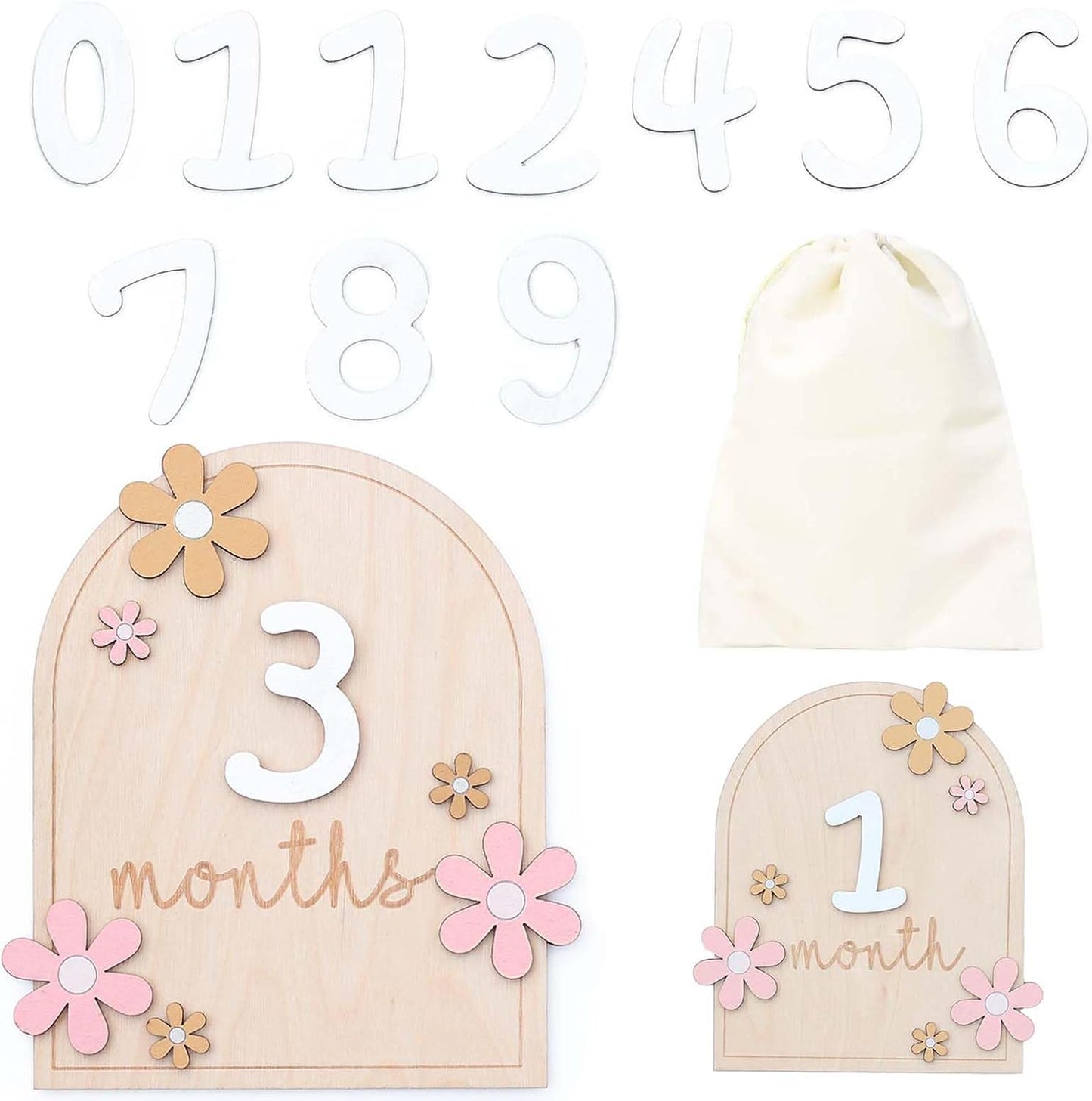 Tarjetas hitos mensuales bebé 1-12 meses regalo flor