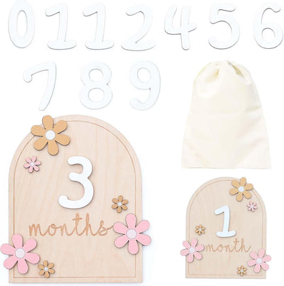 Tarjetas hitos mensuales bebé 1-12 meses regalo flor