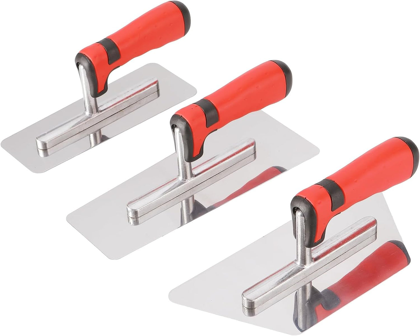 Set 3 Paletas Acero Inox Pulido Agarre Suave Para Yeso Hormigón