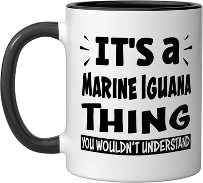 Taza cerámica Marine Iguana para amantes de animales negra/blanca