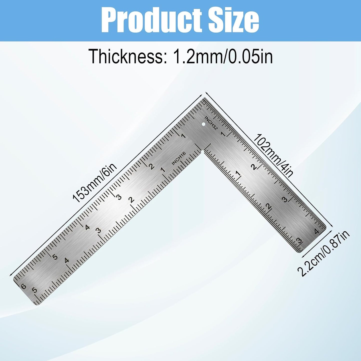 Regla en L acero inox 6x4pulg para carpintero