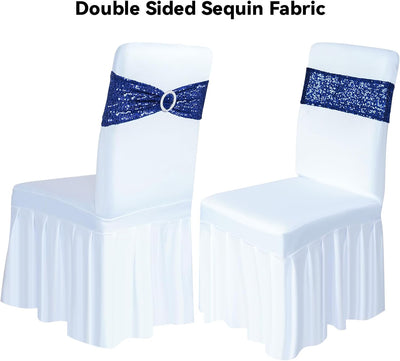 50 Bandas Elásticas Doble Cara Purpurina Azul para Fiesta Boda