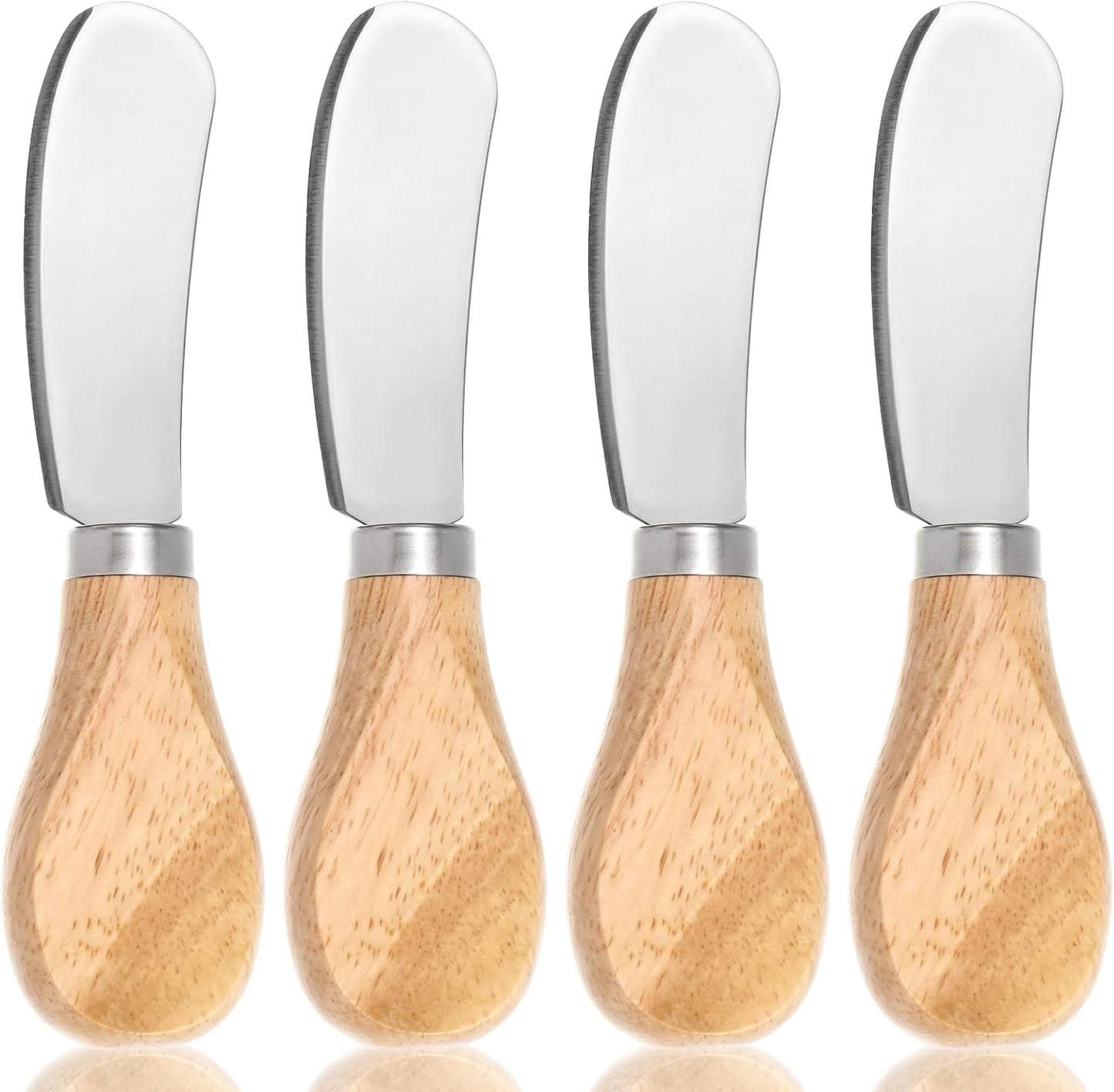 Cuchillos esparcidores de queso TIESOME 4 piezas acero inoxidable mango madera