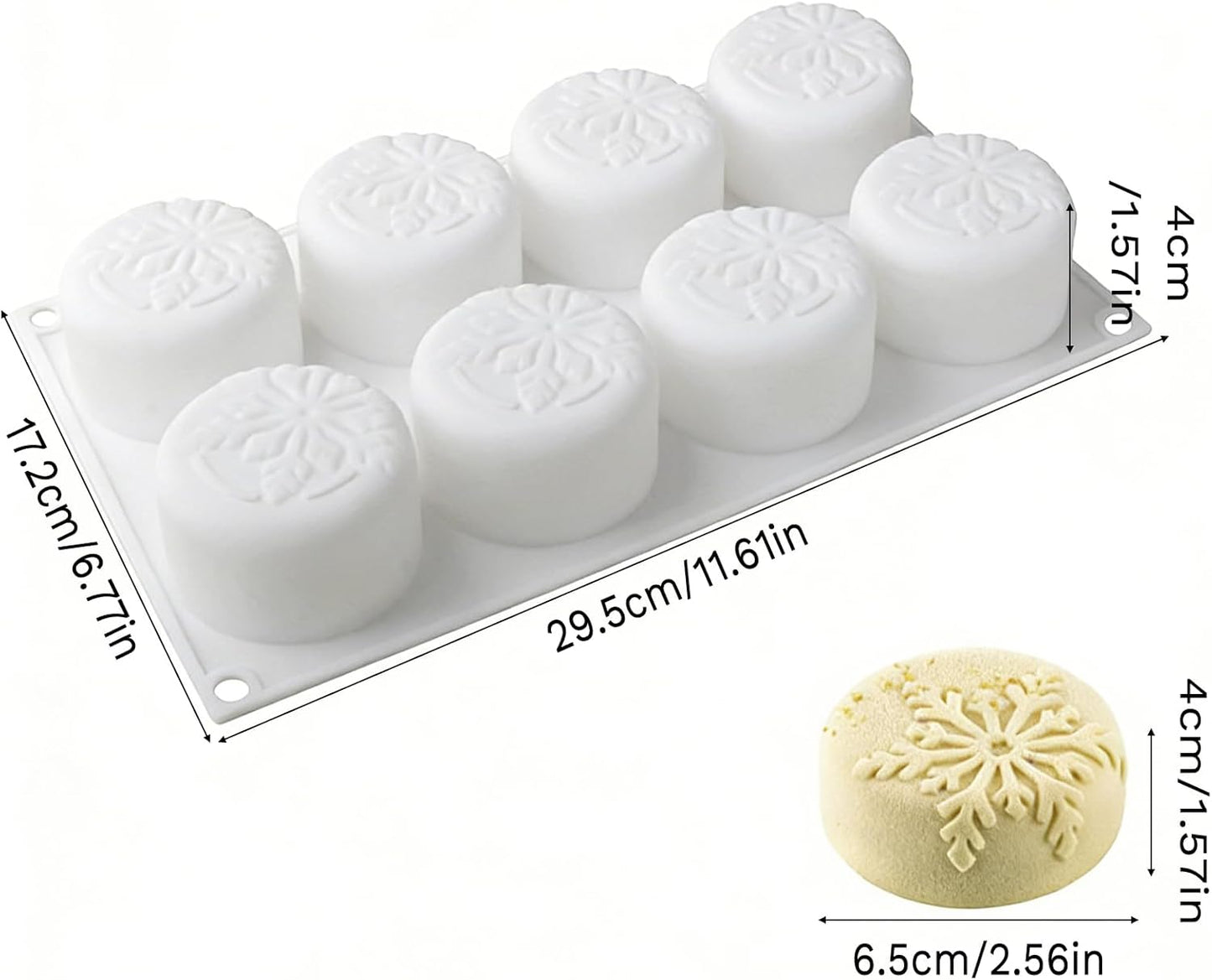 Molde de silicona Oreo con diseño de copo de nieve 8 cavidades
