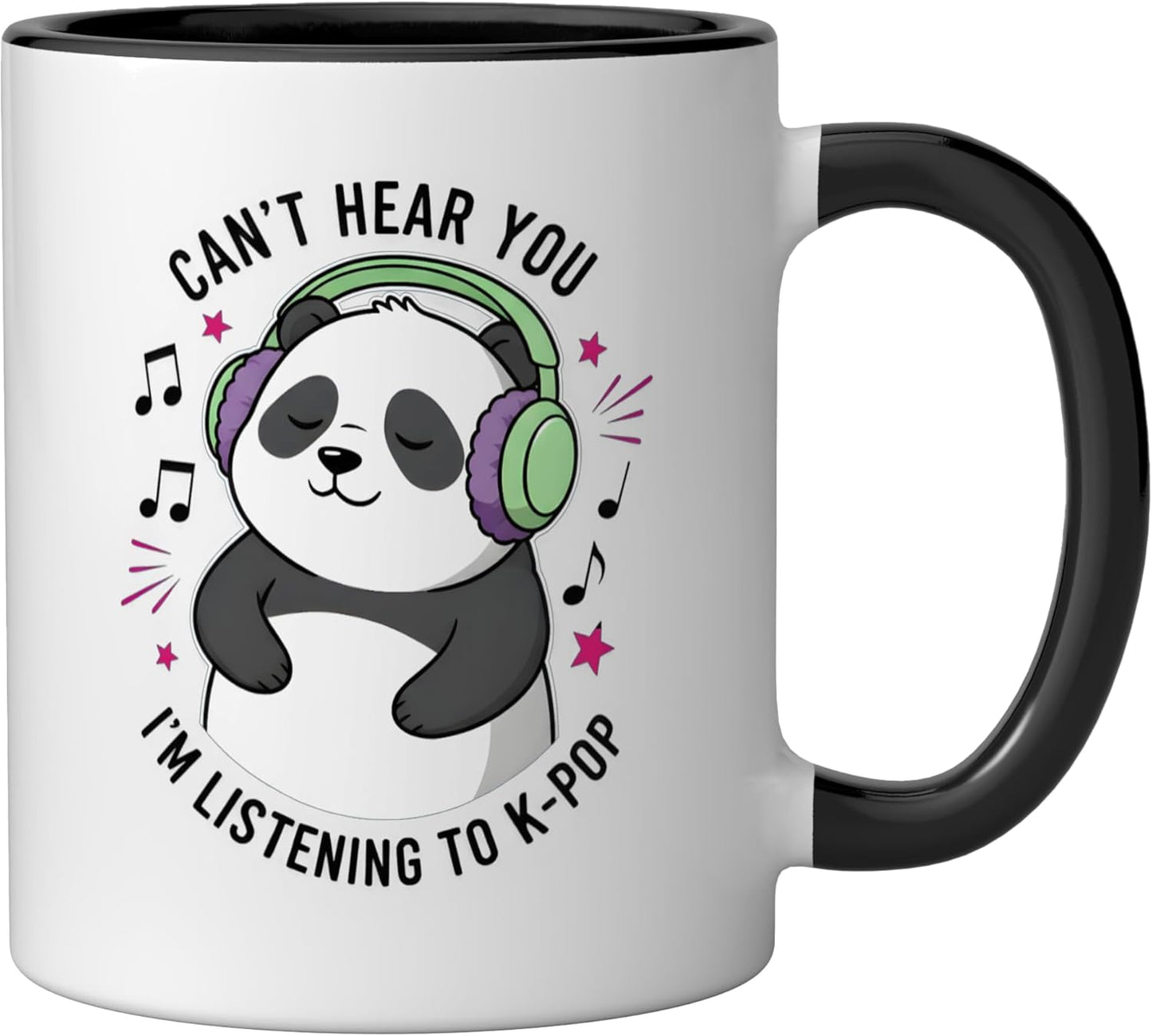 Taza Cerámica K-Pop Panda Bear Negro/Blanco