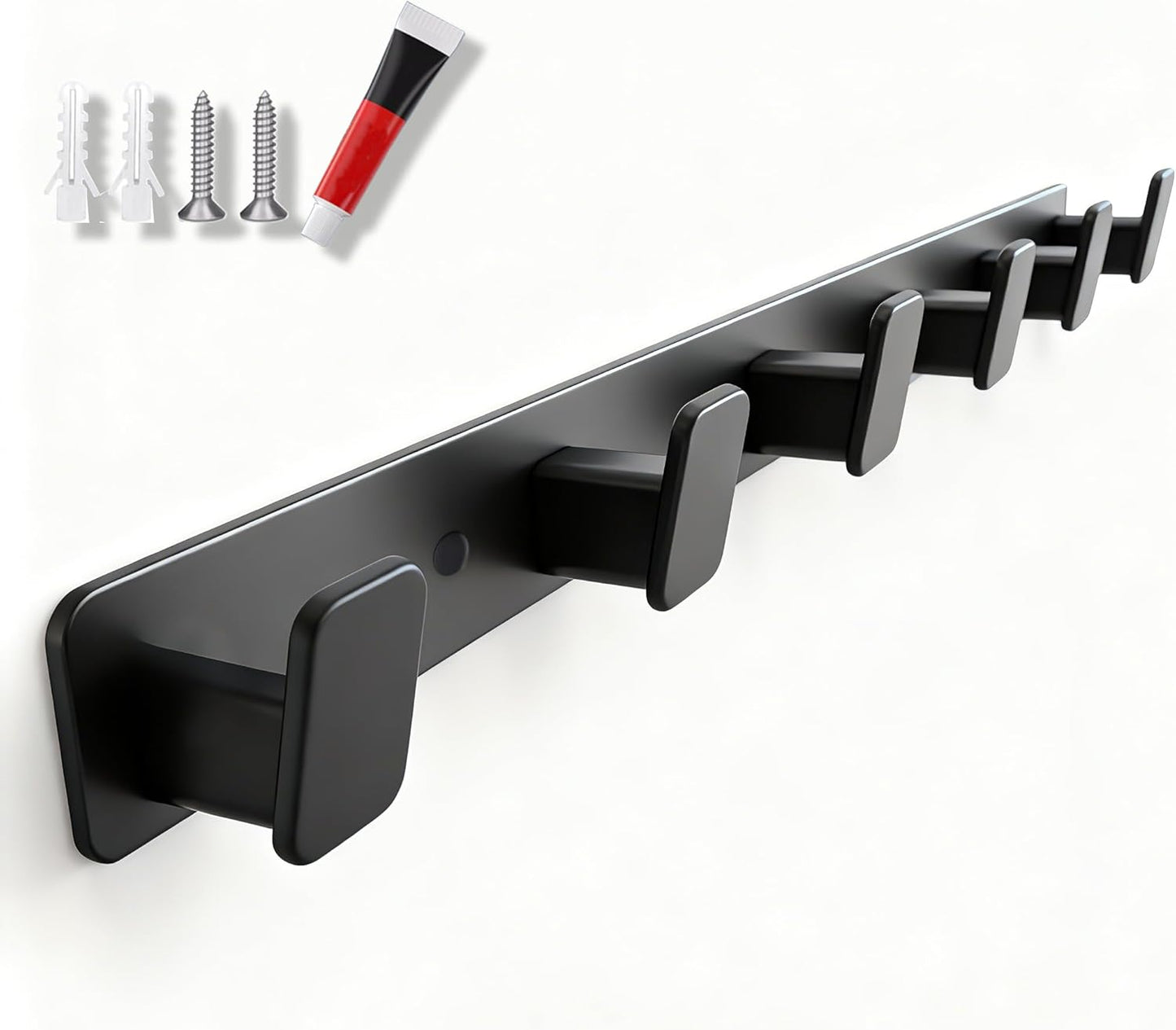 Perchero pared 17.4pulg 6 ganchos ABS riel metal