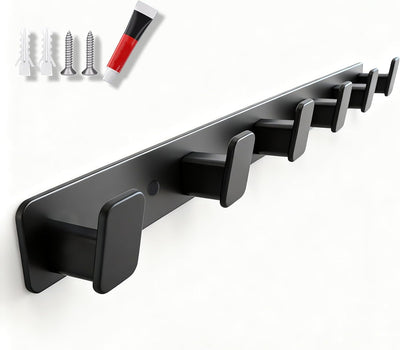Perchero pared 17.4pulg 6 ganchos ABS riel metal