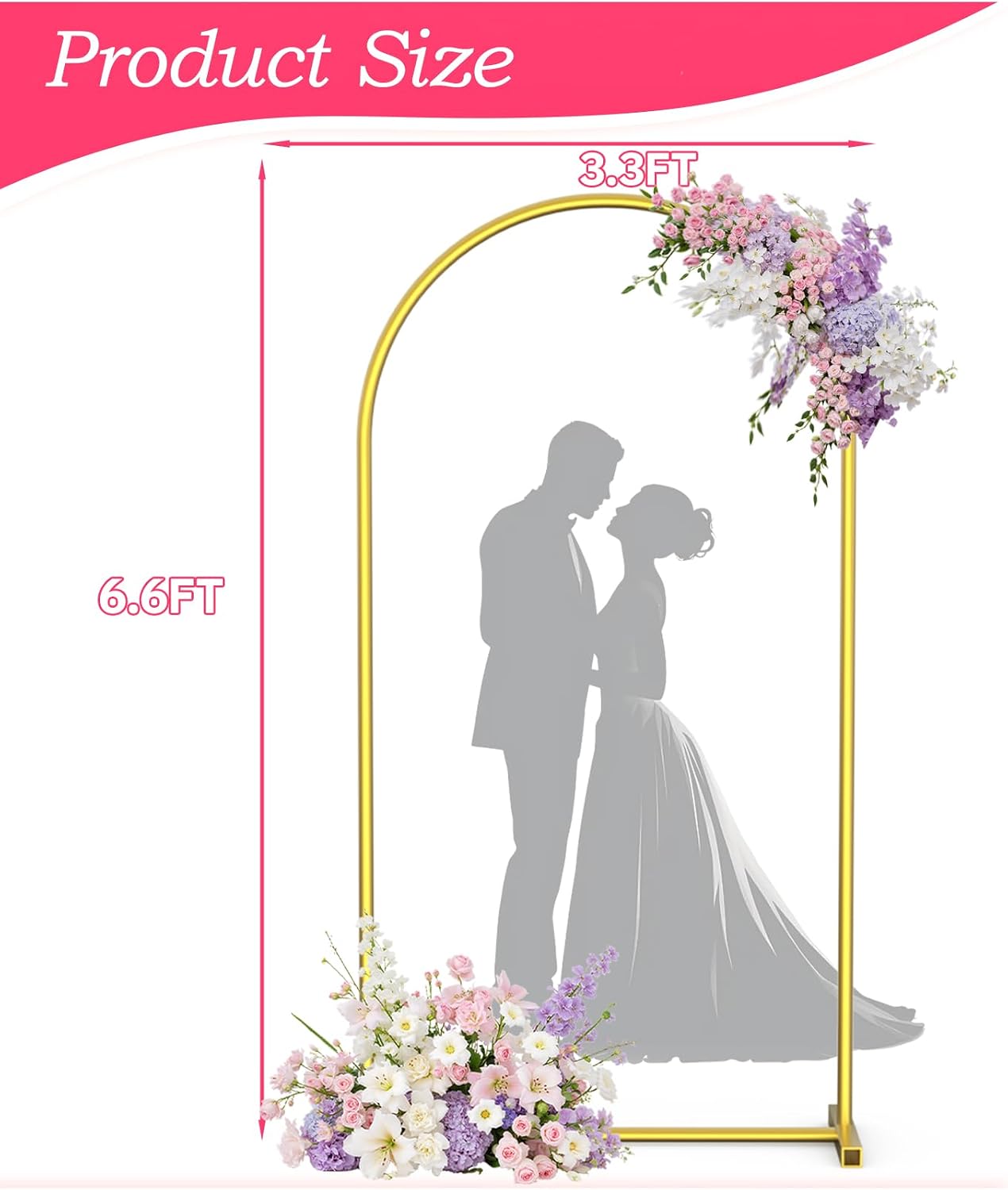 Soporte arco boda 6.6ft metal dorado decoración globos