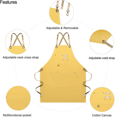 Delantal Chef Ajustable con Bolsillos Grandes