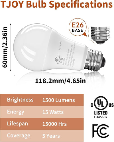 6 Pzas Bombilla LED E26 A19 Luz Blanca Cálida