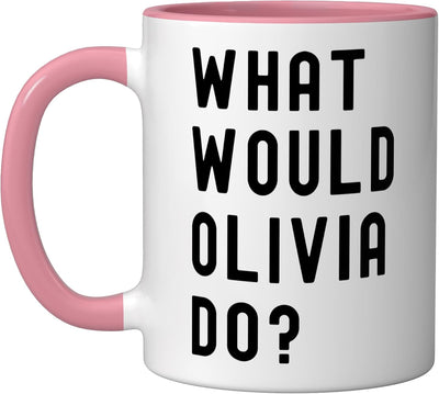 Taza de cerámica What Would Olivia Do Rosa/Blanca