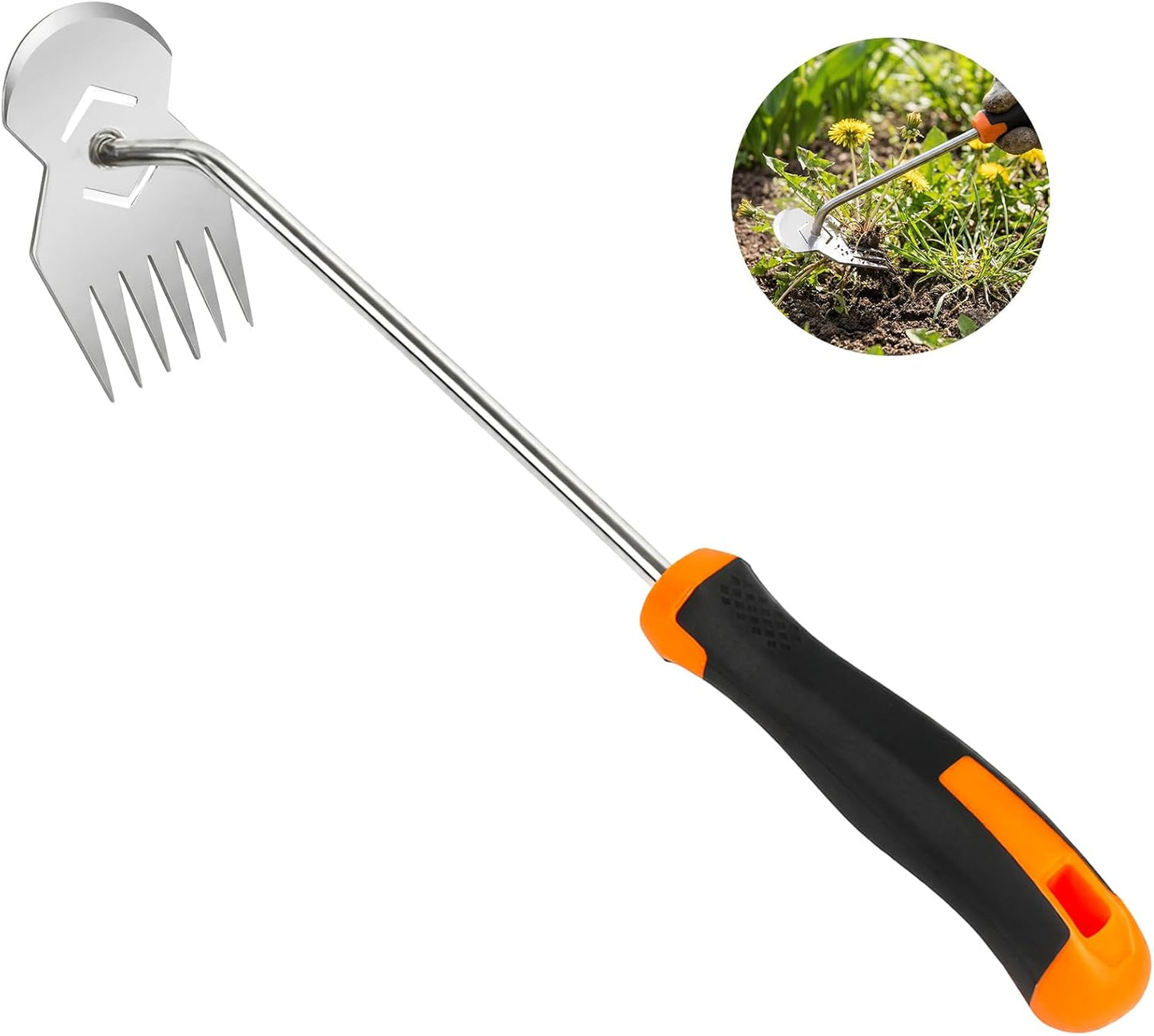 Herramienta deshierbe acero inox 6 dientes mango antiderrap