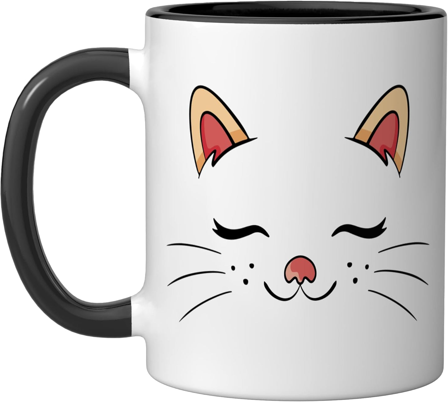 Taza cerámica para gato Purr Cat Face negra/blanca