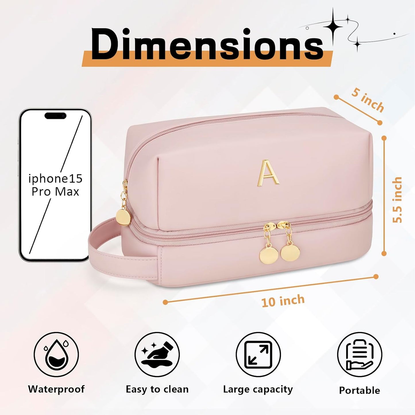 Bolsa maquillaje mujer doble capa con organizador brochas colgante