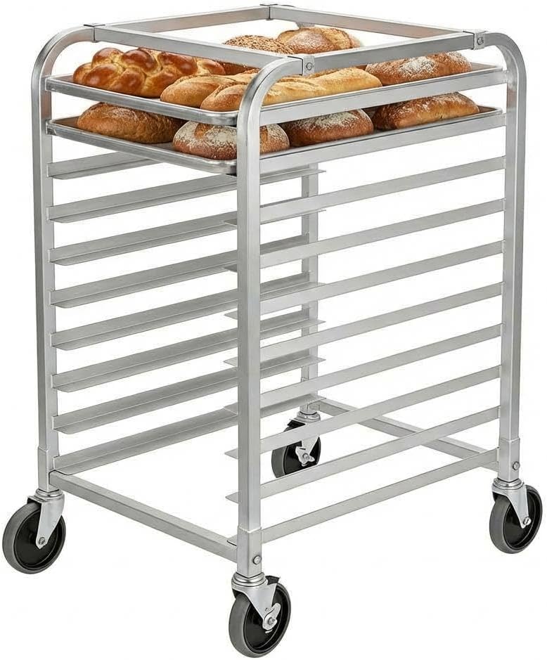 Estante para enfriar pan de 10 niveles con ruedas de aluminio