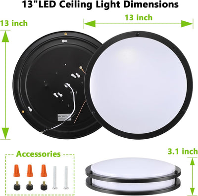 Lámpara techo LED empotrado negra 13pulg luz ajustable tricolor