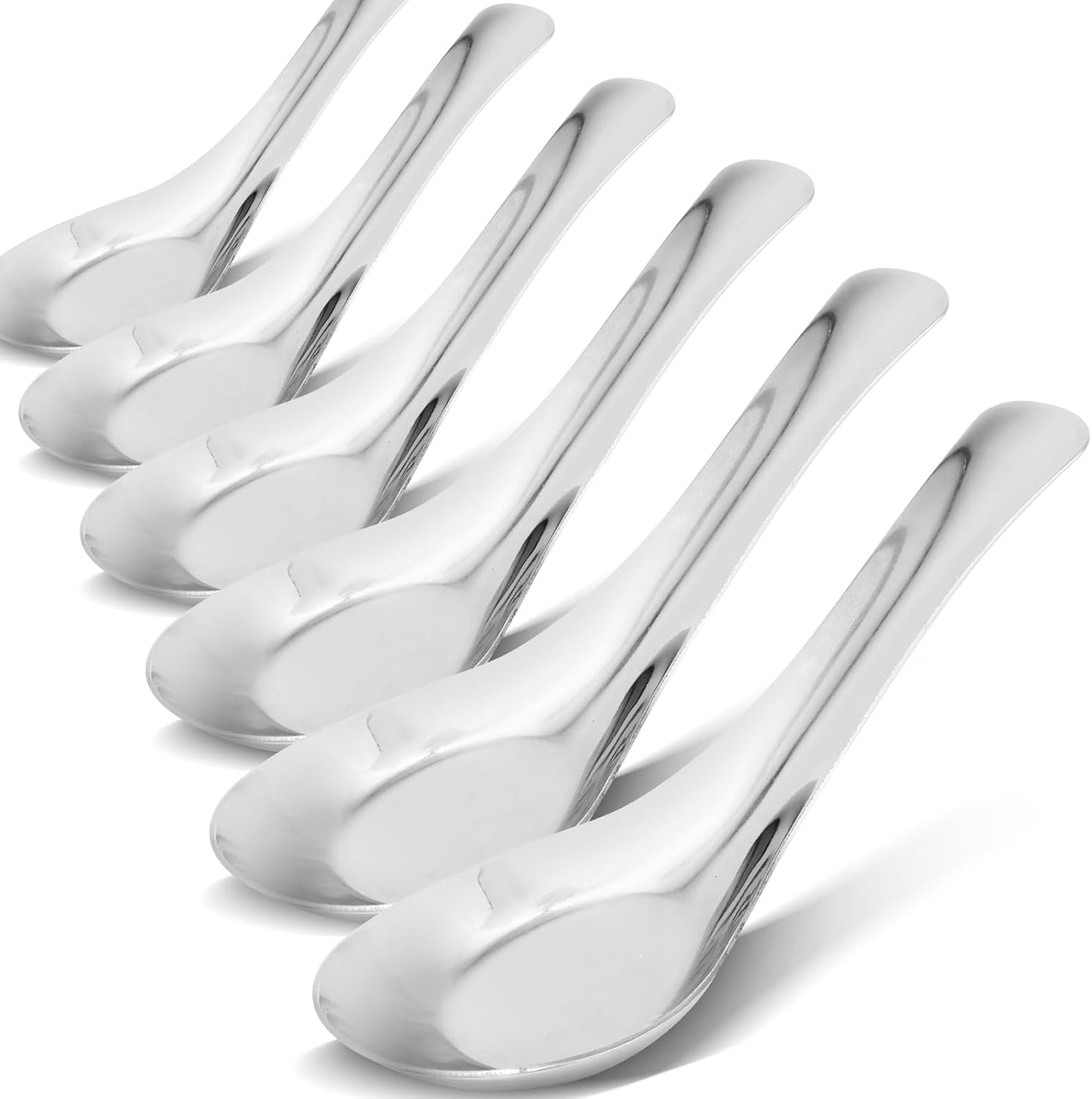 6 Cucharas Acero Inox China Pulida para Caldo Postre