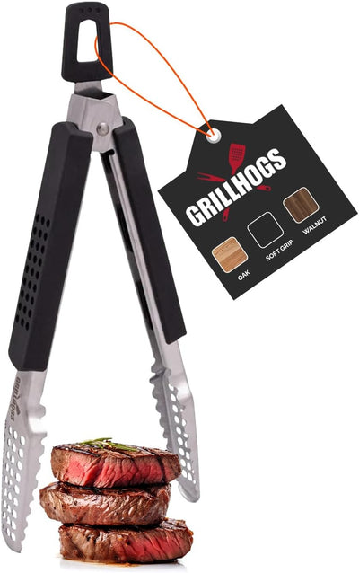 Pinzas barbacoa acero inox 9pulg mango suave negro