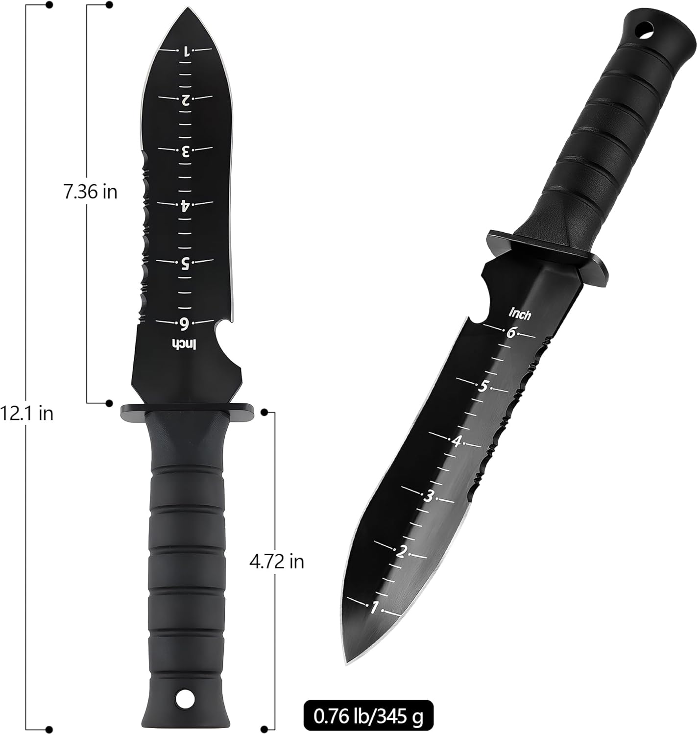 Cuchillo jardín acero inox hoja afilada borde dentado