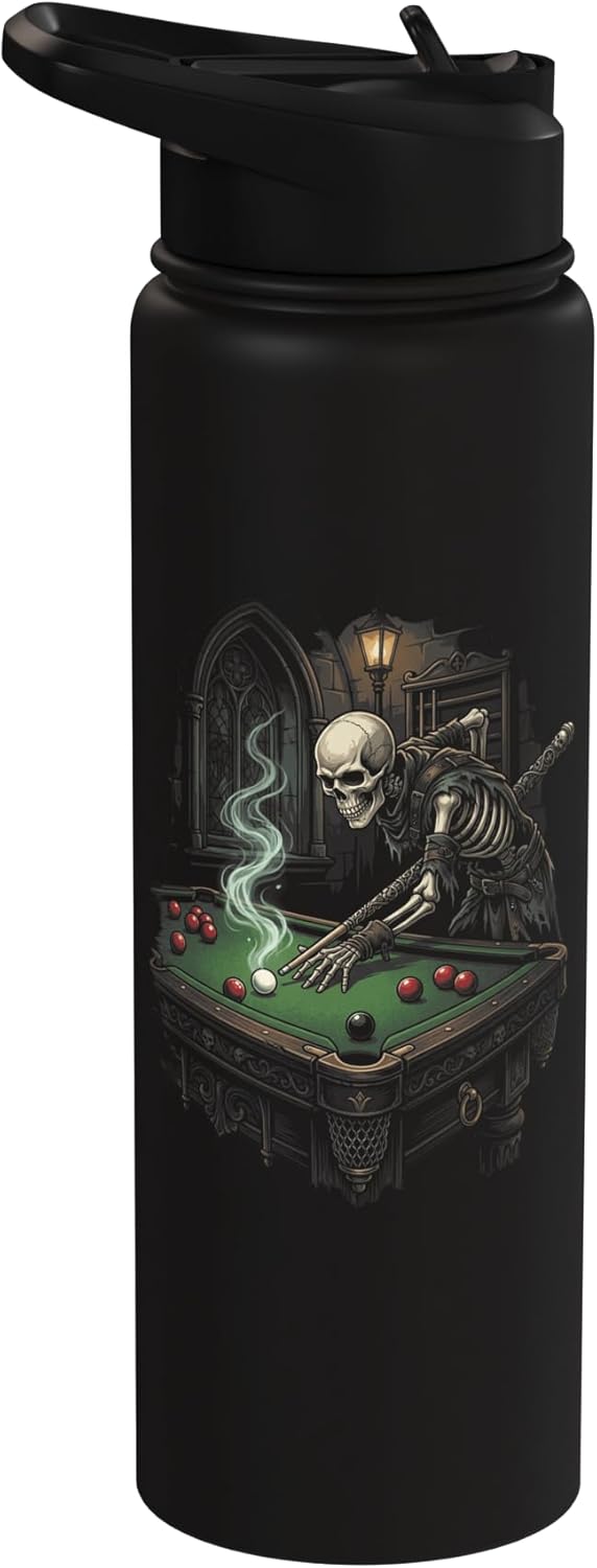 Botella de agua aislada de acero inoxidable Undead Skeleton Billiards Snooker Player