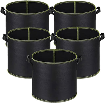 5 Pzas Bolsas Cultivo 10gal Tela No Tejida Gruesa con Asas