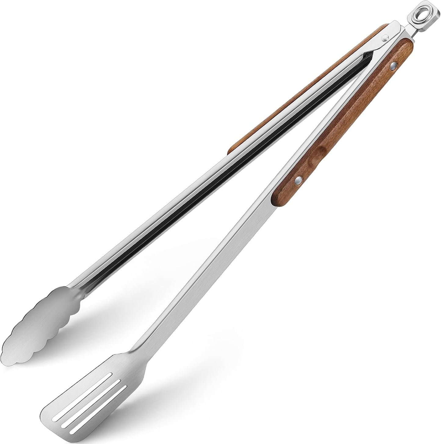 Pinzas parrilla 16pulg acero inox asas madera resistentes