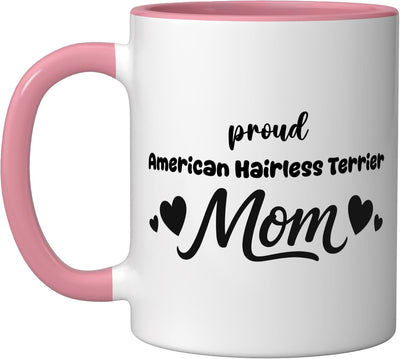Taza cerámica para amante del perro American Hairless Terrier rosa/blanca
