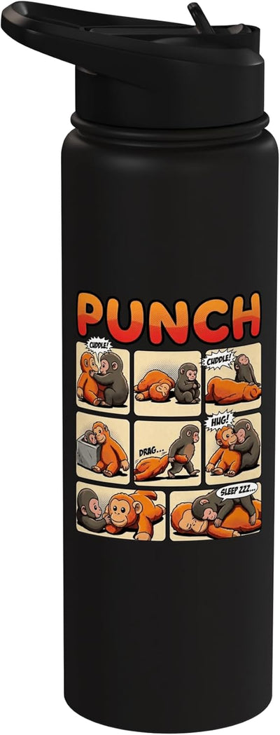Botella de agua aislada de acero inoxidable Cute Monkey Punch