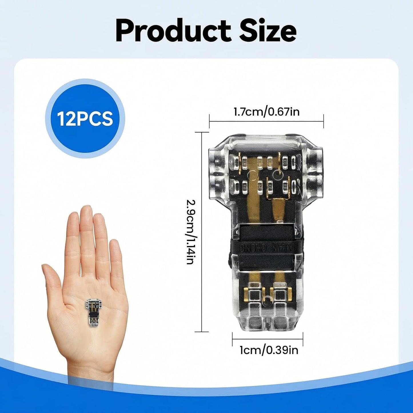 Conectores T 3 vías 2 pines 16-20 AWG conexión rápida 12 pzas