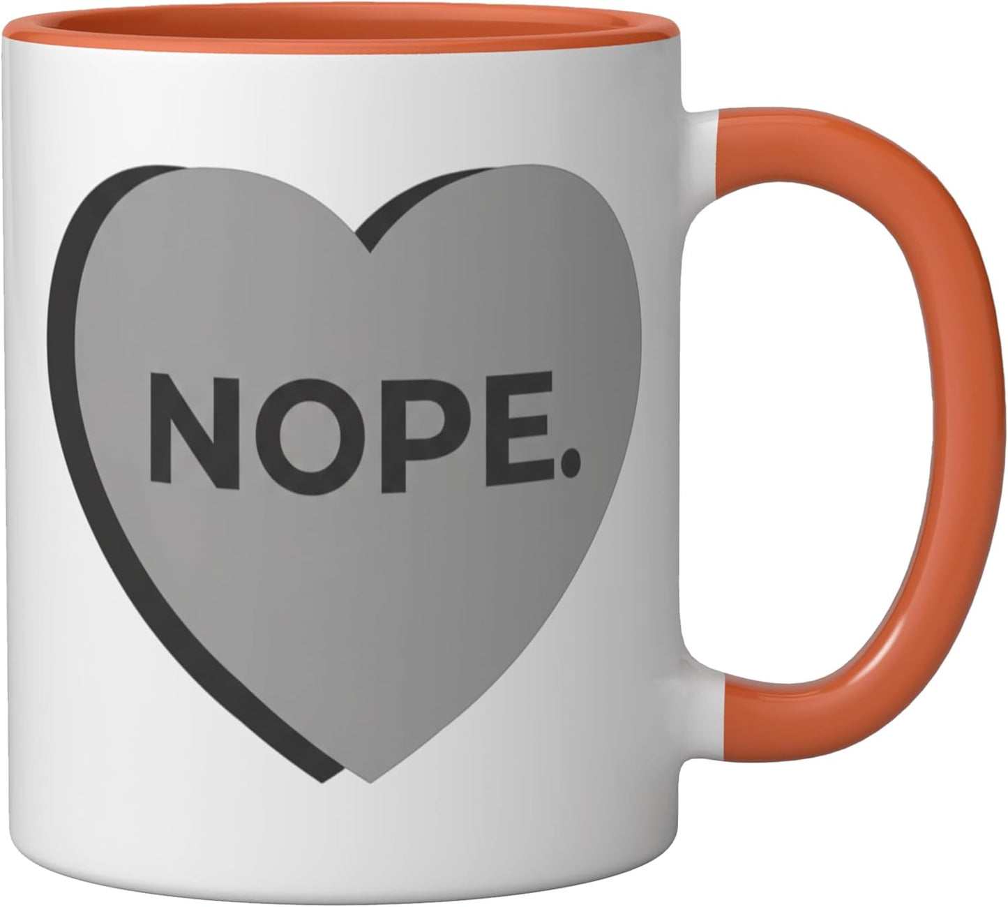 Taza Cerámica Frase Romántica Corazón Naranja/Blanco