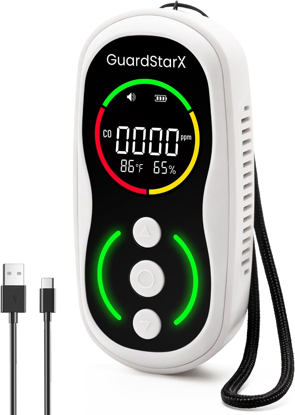Detector CO portátil recargable 3en1 con alarma