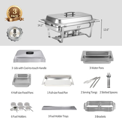 Set 3 Chafer Acero Inox 8QT con Fregadora 20L 3500W