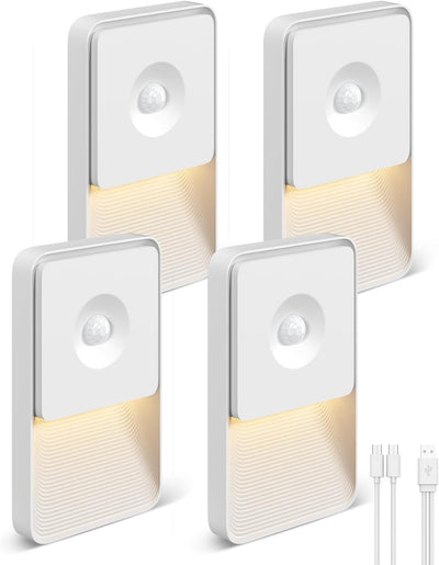 Luces nocturnas recargables sensor movimiento escaleras magnéticas set 4