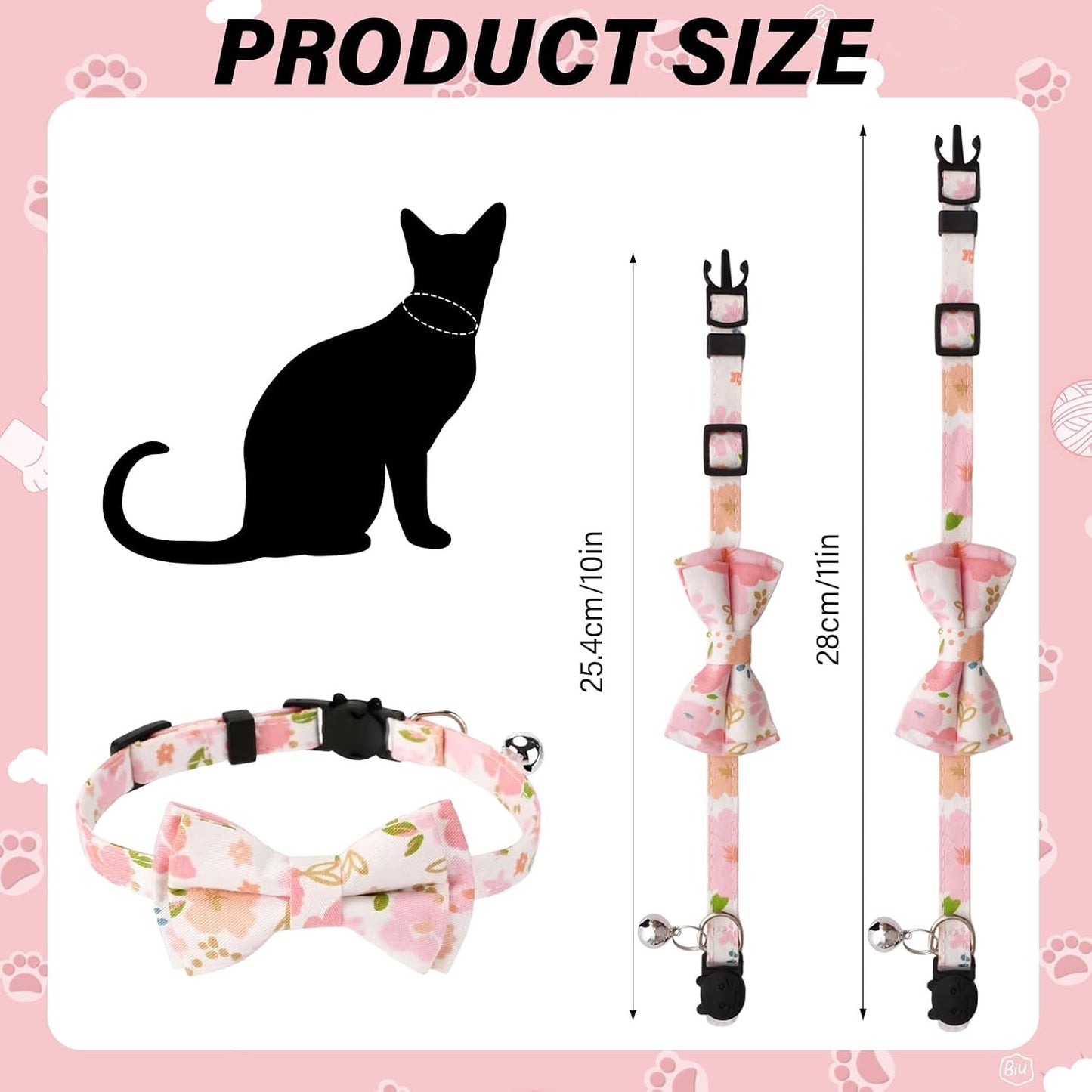 10 Pzas Collar Gato con Pajarita Campana Corbatín Cuadros