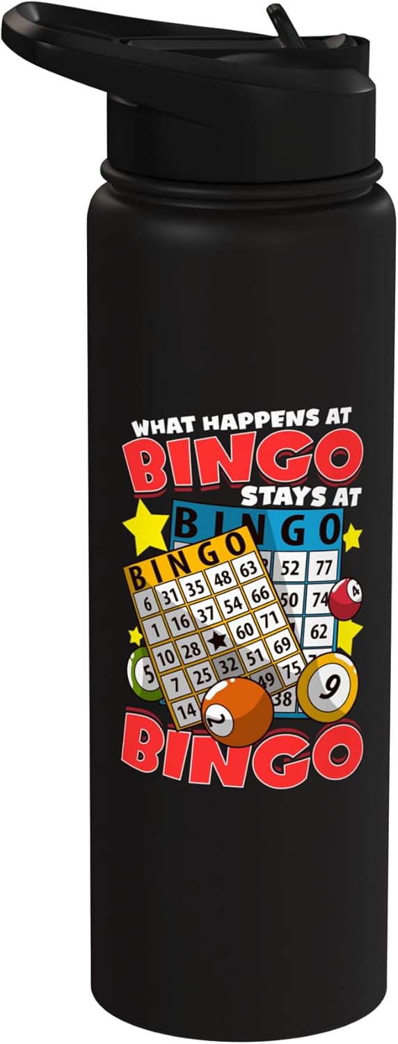 Botella de agua acero inoxidable aislada para jugador de bingo
