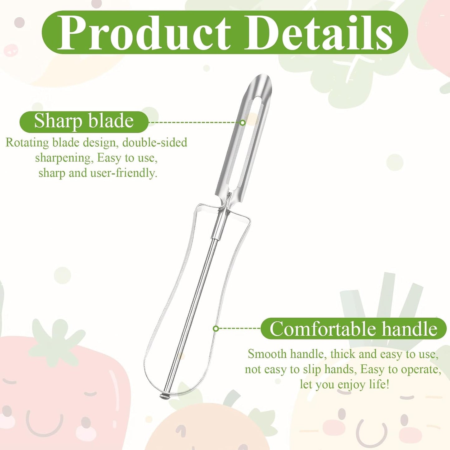 Pelador acero inox ergonómico para zanahoria patata mango
