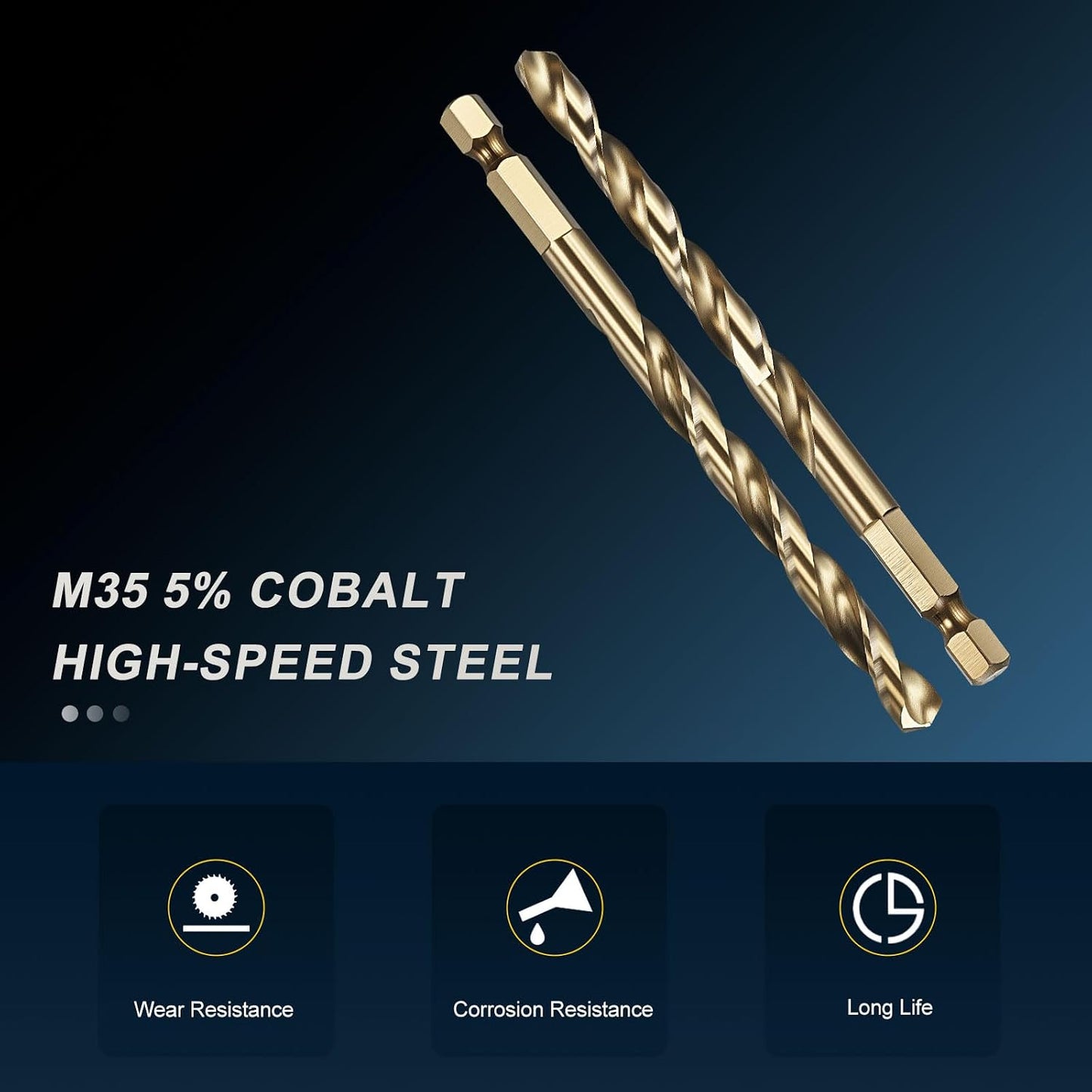 Broca hexagonal 9/32 pulg acero M35 cobalto 5% cambio rápido