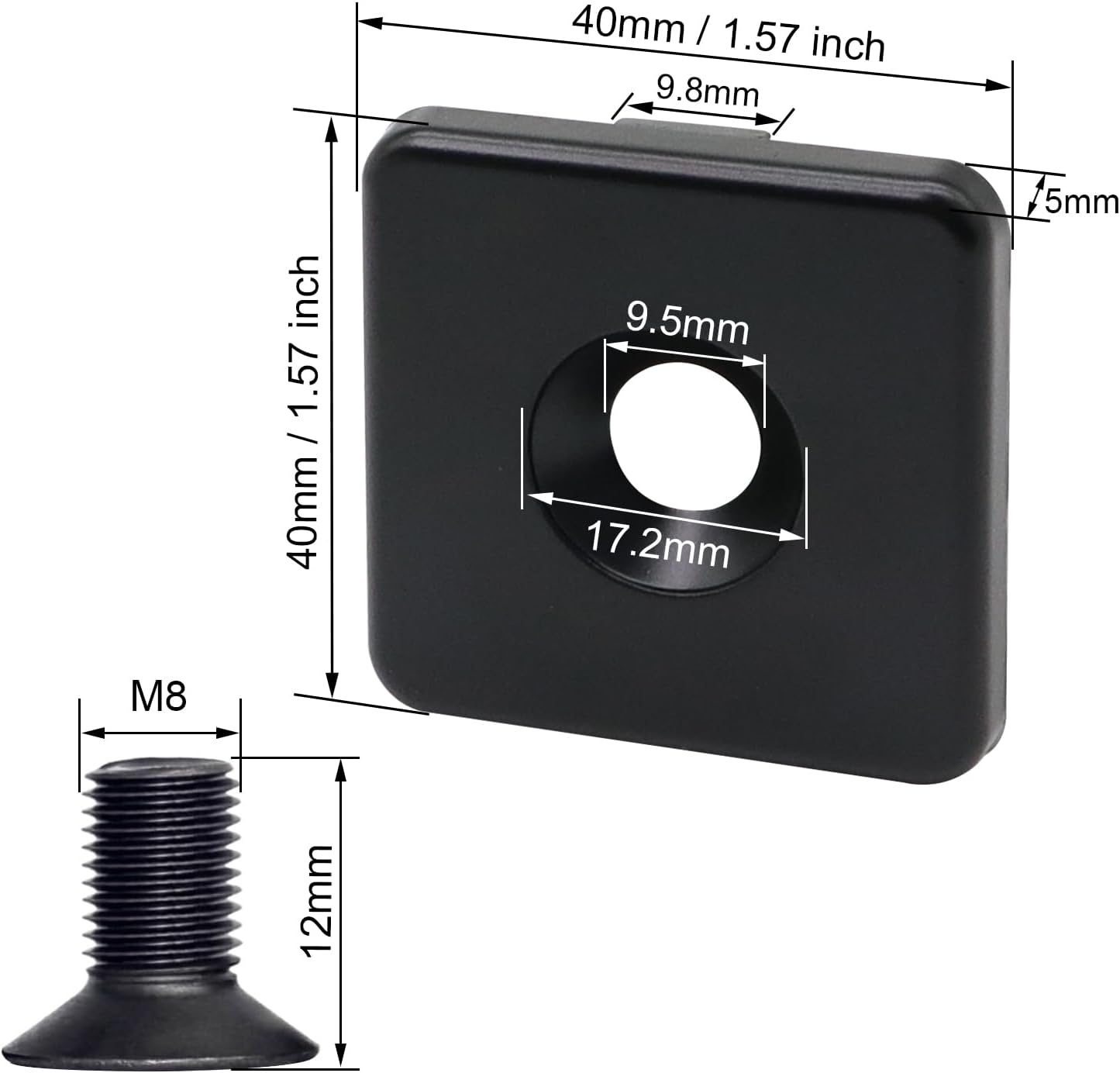 Soporte ranura T aluminio serie 40 cubierta negra