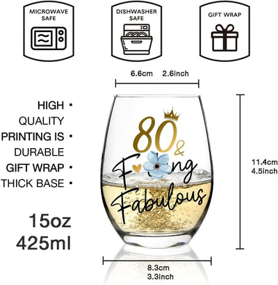 Copa de vino regalo 80 aniversario para esposa abuela