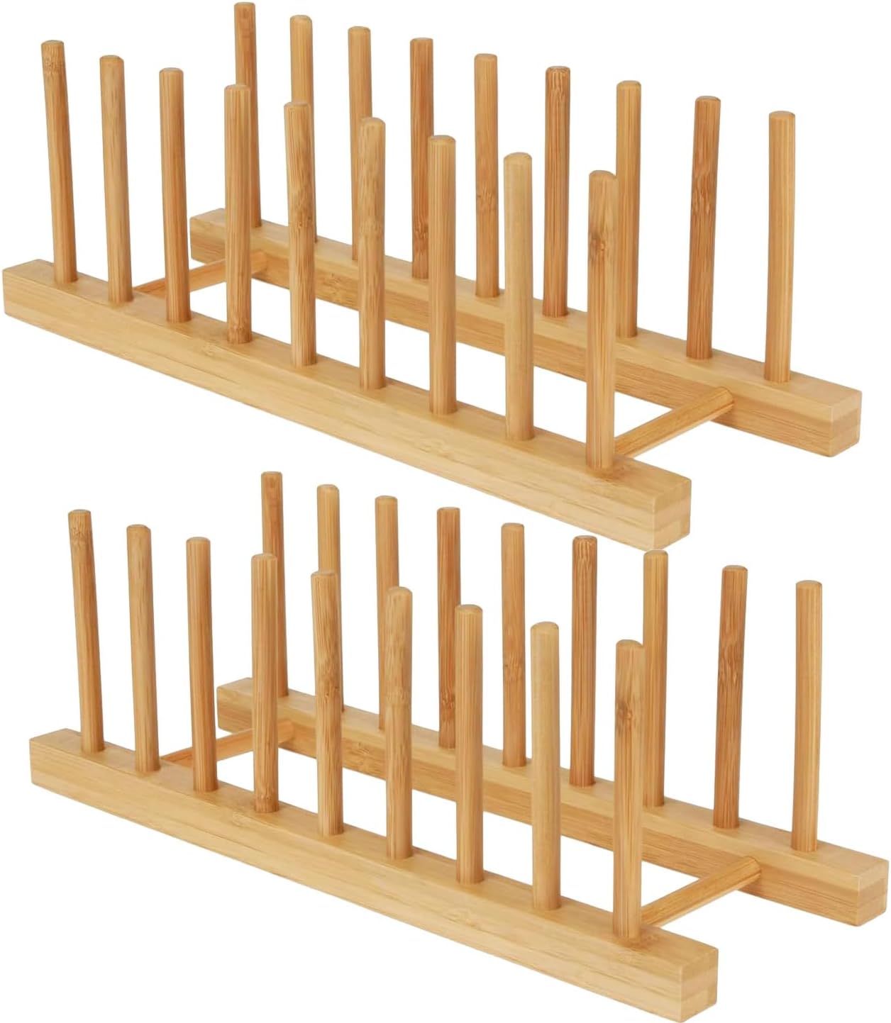 Estante de platos de madera de bambú para cocina y armario