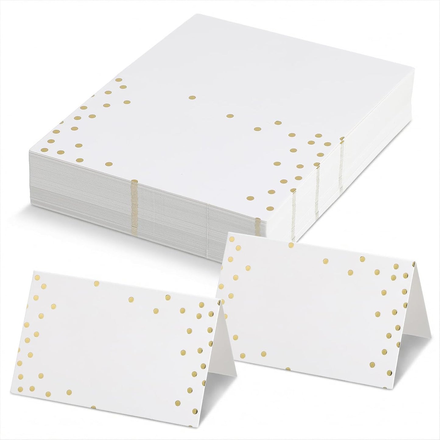 60 Tarjetas Mesa Bufé Doradas 3.5x2.24pulg Plegables