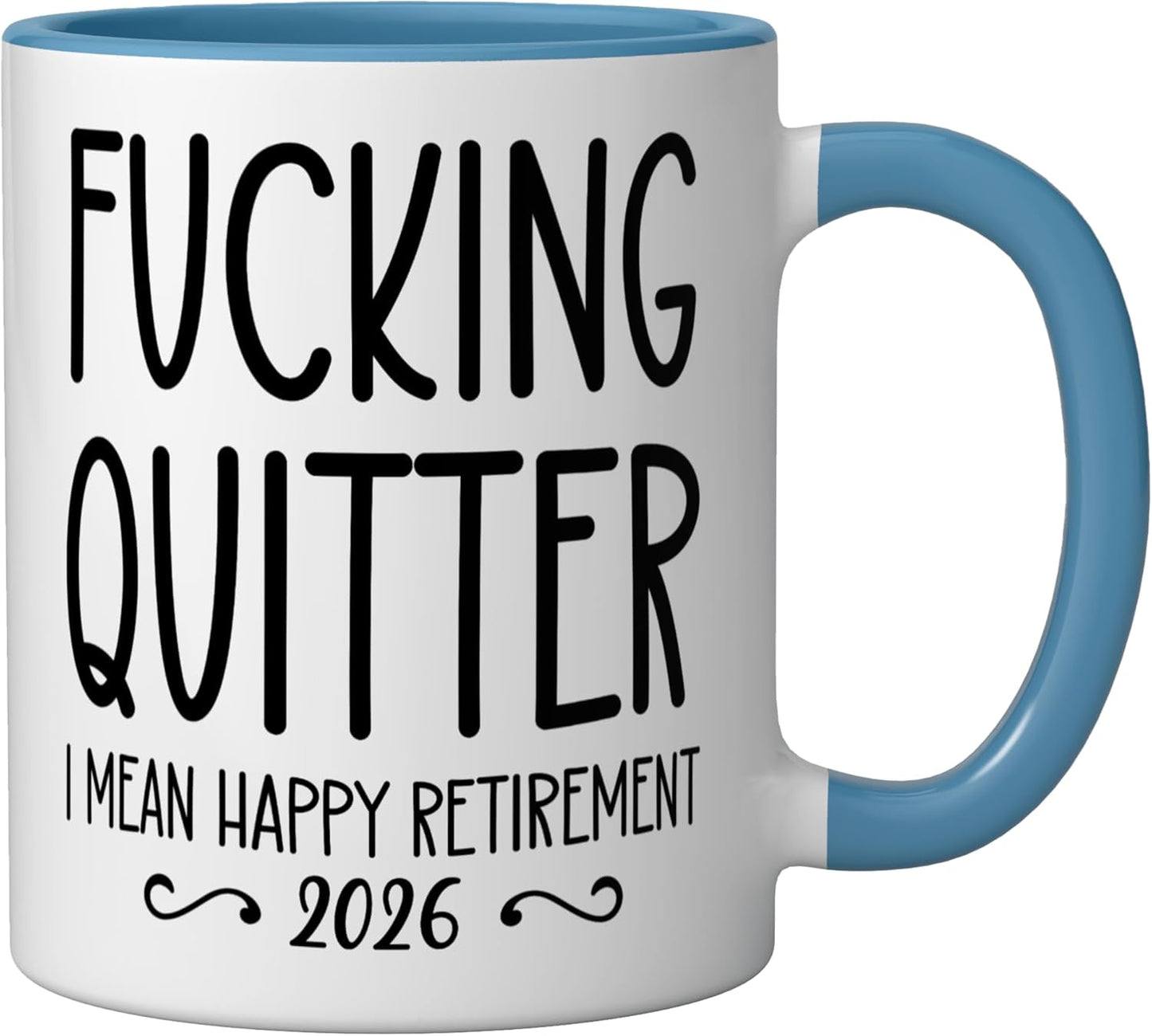 Taza cerámica para hombres y mujeres retirados Quitter 2026 azul/blanco